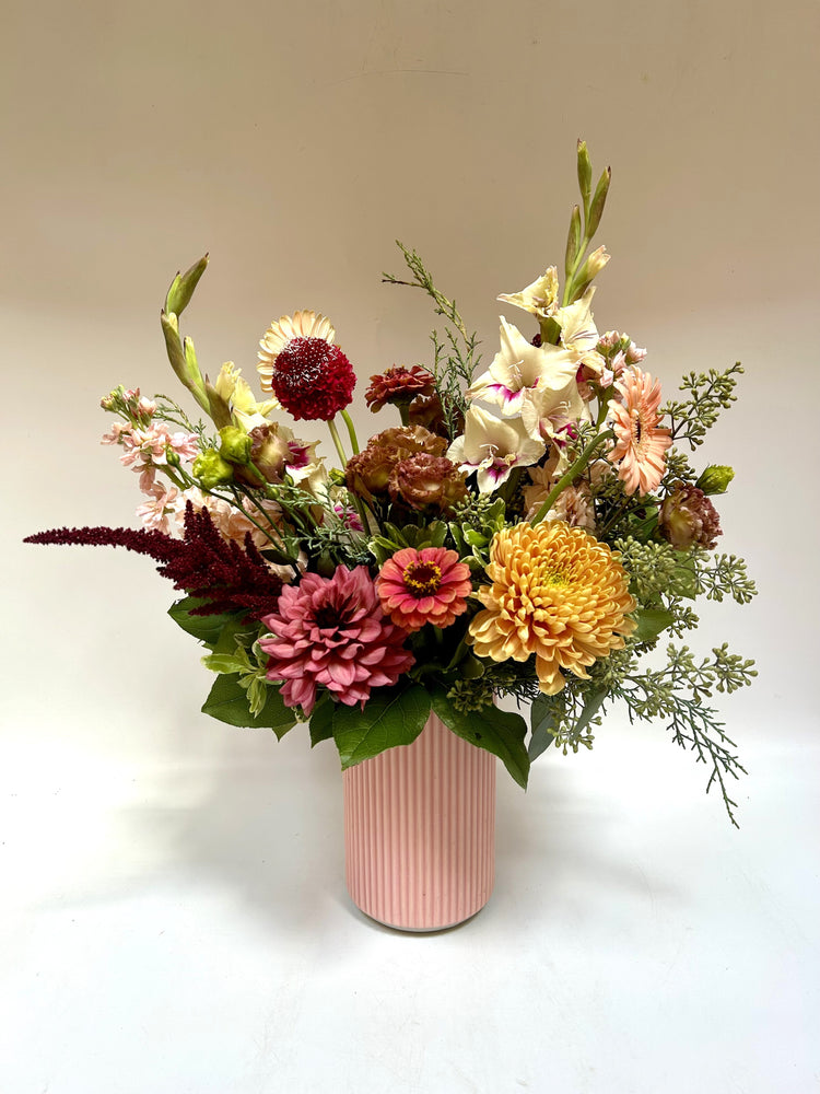 Raspberry Beret - Floral Vase Arrangement Saskatoon